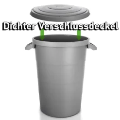 BigDean wetterfeste Universaltonne mit Deckel und 2 stabilen Tragegriffen 80 Liter GRAU - Regentonne Mülleimer - Indoor und Outdoor geeignet - Made in Europe