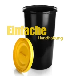 BigDean wetterfeste Universaltonne 60L mit luftdicht verschließbarem Deckel in Gelb – auch als Mülleimer – Futtertonne oder Mülltonne geeignet – Innen + Außen geeignet – Made in Germany