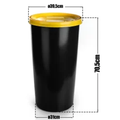 BigDean wetterfeste Universaltonne 60L mit luftdicht verschließbarem Deckel in Gelb – auch als Mülleimer – Futtertonne oder Mülltonne geeignet – Innen + Außen geeignet – Made in Germany