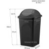 BigDean 3x Mülleimer groß 60L - schwarz - mit Schwingdeckel rot, grün & blau - aus Kunststoff - Müllsammler Abfalleimer Mülltonne Abfallbehälter - Made in Italy
