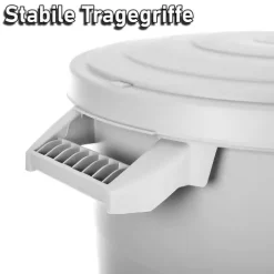 BigDean 2x wetterfeste Universaltonne mit Deckel und 2 stabilen Tragegriffen 80 Liter GRAU - Regentonne Mülleimer - Indoor und Outdoor geeignet - Made in Europe