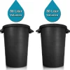 BigDean 2x wetterfeste Universaltonne mit Deckel und 2 stabilen Tragegriffen 80 Liter SCHWARZ - Regentonne Mülleimer - Indoor und Outdoor geeignet - Made in Europe