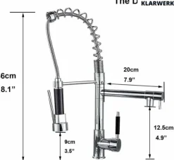 Björn | Gastronomie Chrom glanz Küchenarmatur| Zwei Brausen | Edelstahl Professional Wasserhahn Küche| Doppelspülbecken Restaurant