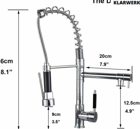 Björn | Gastronomie Chrom glanz Küchenarmatur| Zwei Brausen | Edelstahl Professional Wasserhahn Küche| Doppelspülbecken Restaurant