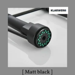 Björn | Gastronomie Schwarz matt Küchenarmatur| Zwei Brausen | Edelstahl Professional Wasserhahn Küche| Doppelspülbecken Restaurant