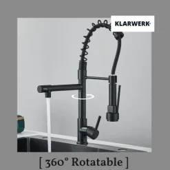Björn | Gastronomie Schwarz matt Küchenarmatur| Zwei Brausen | Edelstahl Professional Wasserhahn Küche| Doppelspülbecken Restaurant