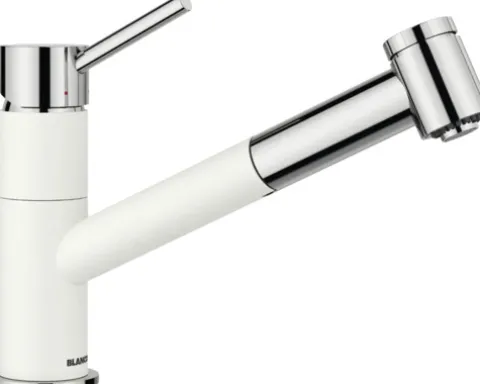 Blanco Einhebel Küchenarmatur mit herausziehbaren Auslauf KANO-S VARIO chrom silgranitweiß matt glänzend 527964