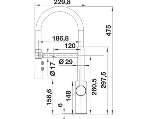 Blanco Einhebel Küchenarmatur mit Filterfunktion CATRIS-S FLEXO FILTER schwarz matt 526707