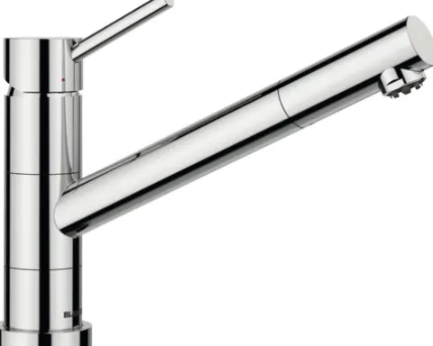 Blanco Einhebel Küchenarmatur Niederdruckarmatur KANO-F chrom glänzend Fenstermontage abklappbar 527960