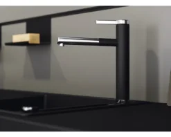 Blanco Küchenarmatur LINEE-S DVGW geprüft schwarz chrom matt 526171