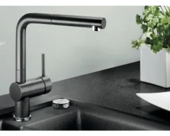 Blanco Küchenarmatur LINUS-S DVGW geprüft schwarz matt 526148