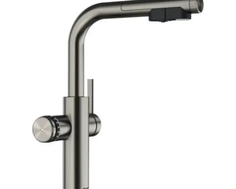 Blanco Küchenarmatur mit Filterfunktion und Kochend heißes Wasser Wasserhahn mit Sprudel CHOICE ICONA-L satin platinum satiniert 527927