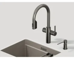 Blanco Küchenarmatur mit Filterfunktion und Kochend heißes Wasser Wasserhahn mit Sprudel CHOICE ICONA-C satin platinum satiniert 527932