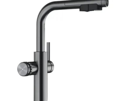 Blanco Küchenarmatur mit Filterfunktion und Kochend heißes Wasser Wasserhahn mit Sprudel CHOICE ICONA-L satin dark steel satiniert 527926