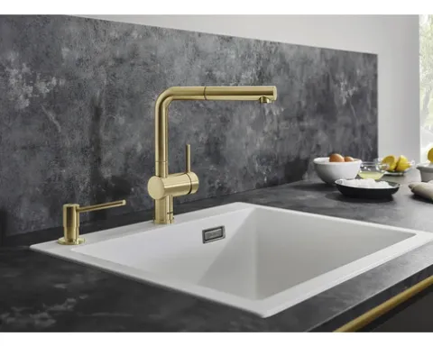 Blanco Küchenarmatur mit Handbrause LINUS-S satin dark steel satiniert 527733