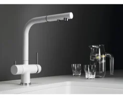 Blanco Küchenarmatur mit Handbrause und Filterfunktion FONTAS-S II silgranitweiß matt 525204