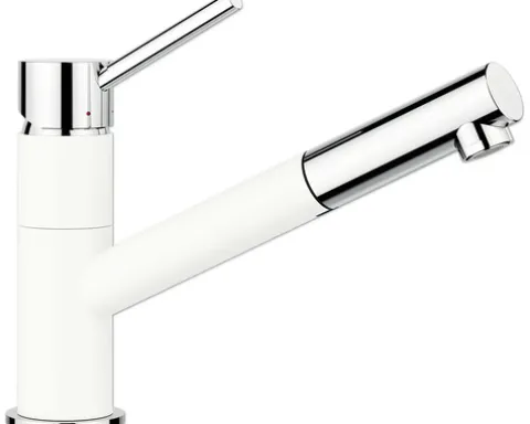 Blanco Küchenarmatur mit Handbrause KANO-S chrom silgranitweiß 527650