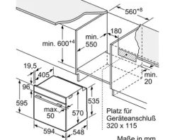 Bosch Backofen HBA574BB3 Nutzvolumen 71 l Maße BxHxT 59,4 cm x 59,5 cm x 54,8 cm