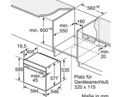 Bosch Backofen HRG7764B1 Nutzvolumen 71 l Maße BxHxT 59,4 cm x 59,5 cm x 54,8 cm