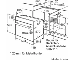Bosch Herdset HND211LB2 Nutzvolumen 66 l Maße BxHxT 58,3 cm x 4,3 cm x 51,3 cm