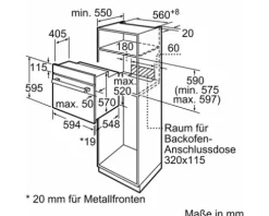 Bosch Herdset HND211LR1 Nutzvolumen 66 l Maße BxHxT 58,3 cm x 4,3 cm x 51,3 cm