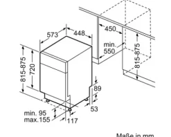 Bosch Unterbaugeschirrspüler 45 cm für 10 Maßgedecke 9,5 l 44 dB (A) SPU4HMS10E edelstahl