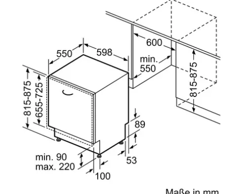 Bosch Vollintegrierter Geschirrspüler 60 cm für 13 Maßgedecke 9 l 46 dB (A) SMV2HTX08E