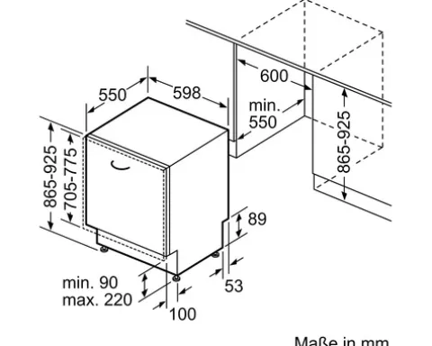 Bosch Vollintegrierter Geschirrspüler 60 cm für 13 Maßgedecke 9 l 46 dB (A) SBV2HTX08E