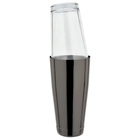 Boston Shaker, Edelstahl, GMB, Gunmetal black mit original amerikanischen Mixing Glas, 28oz