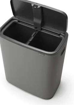 Brabantia Hochwertiger Abfallsammler Mit Touch Öffnung 2 x 30 Liter HxBxT 65,6 x 54,5 x 31 cm Grau
