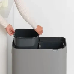 Brabantia Hochwertiger Abfallsammler Mit Touch Öffnung 2 x 30 Liter HxBxT 65,6 x 54,5 x 31 cm Grau