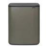Brabantia Hochwertiger Abfallsammler Mit Touch Öffnung 2 x 30 Liter HxBxT 65,6 x 54,5 x 31 cm Platin