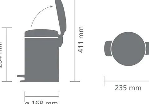 Brabantia Klassischer Tretmülleimer Mit Soft Verschluss 3 Liter HxBxT 26,4 x 16,8 x 23,5 cm Metall Edelstahl Matt