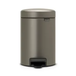 Brabantia Klassischer Tretmülleimer Mit Soft Verschluss 3 Liter HxBxT 26,4 x 16,8 x 23,5 cm Metall Platin