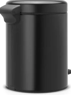 Brabantia Klassischer Tretmülleimer Mit Soft Verschluss 5 Liter HxBxT 30,2 x 26,3 x 21,7 cm Metall Metallik Schwarz