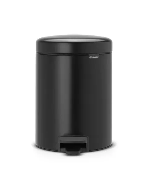 Brabantia Klassischer Tretmülleimer Mit Soft Verschluss 5 Liter HxBxT 30,2 x 26,3 x 21,7 cm Metall Metallik Schwarz