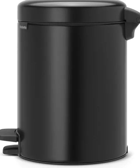 Brabantia Klassischer Tretmülleimer Mit Soft Verschluss 5 Liter HxBxT 30,2 x 26,3 x 21,7 cm Metall Metallik Schwarz