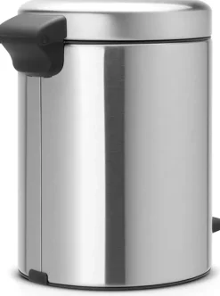 Brabantia Klassischer Tretmülleimer Mit Soft Verschluss 5 Liter HxBxT 30,2 x 26,3 x 21,7 cm Metall Edelstahl Matt