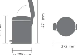 Brabantia Klassischer Tretmülleimer Mit Soft Verschluss 5 Liter HxBxT 30,2 x 26,3 x 21,7 cm Metall Edelstahl Matt