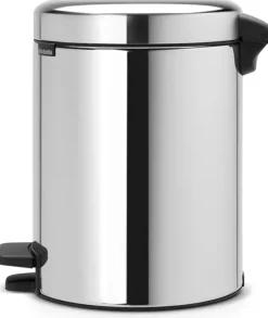 Brabantia Klassischer Tretmülleimer Mit Soft Verschluss 5 Liter HxBxT 30,2 x 26,3 x 21,7 cm Metall Edelstahl