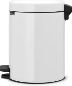 Brabantia Klassischer Tretmülleimer Mit Soft Verschluss 5 Liter HxBxT 30,2 x 26,3 x 21,7 cm Metall Weiß