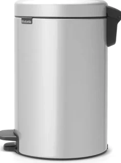 Brabantia Klassischer Tretmülleimer Mit Soft Verschluss 12 Liter HxBxT 41,1 x 25,1 x 33,8 cm Metall Metallik Grau