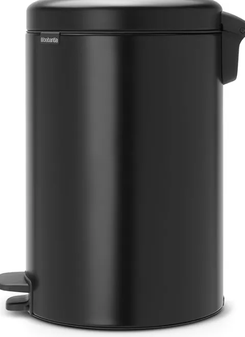 Brabantia Klassischer Tretmülleimer Mit Soft Verschluss 20 Liter HxBxT 46,7 x 29 x 38 cm Metall Metallik Schwarz