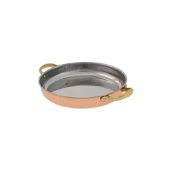 Bratpfanne, Kupferpfanne mit Griffen - aus Kupfer und Messing, 28cm
