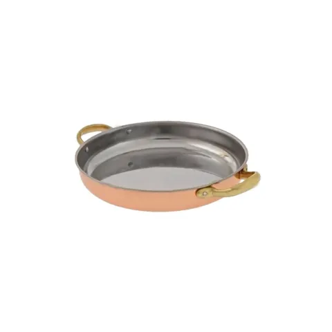 Bratpfanne, Kupferpfanne mit Griffen - aus Kupfer und Messing, 28cm