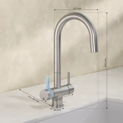 BRITA 3-Wege-Küchenarmatur (Edelstahl, rund) inkl. 1 x BRITA P 1000 Wasserfilter – Küchenarmatur für gefiltertes und ungefiltertes Wasser direkt aus der Leitung