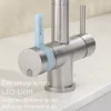 BRITA 3-Wege-Küchenarmatur (Edelstahl, eckig) inkl. 1 x BRITA P 1000 Wasserfilter – Küchenarmatur für gefiltertes und ungefiltertes Wasser direkt aus der Leitung