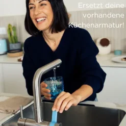 BRITA 3-Wege-Küchenarmatur (Edelstahl, eckig) inkl. 1 x BRITA P 1000 Wasserfilter – Küchenarmatur für gefiltertes und ungefiltertes Wasser direkt aus der Leitung