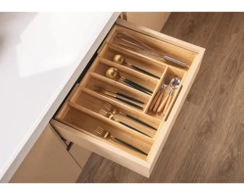 CENTA Besteckeinsatz flexibel BxTxH 33,3-53,3 x 38,4 x 6,5 cm aus Bambus