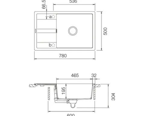 CENTA Spüle FELIS 60 780 x 500 mm grau FELIS 60 LG